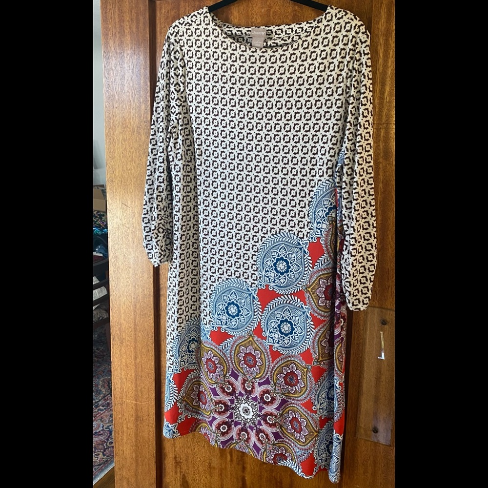 Chicos Dress - Brown, Orange, Blue